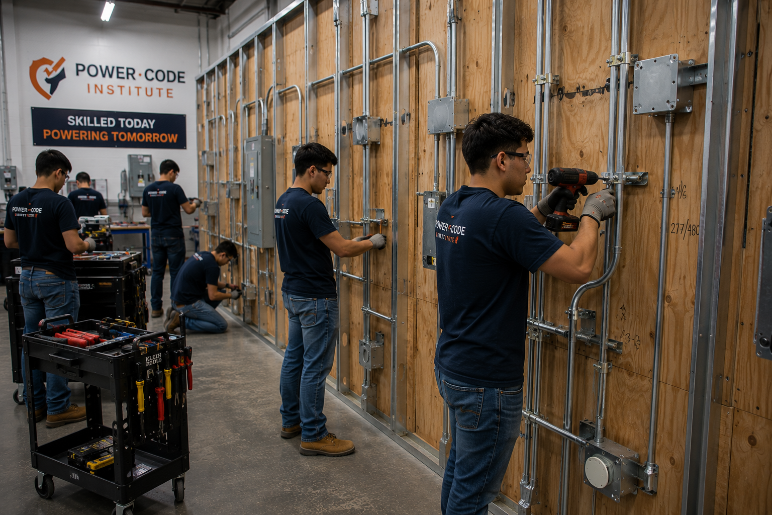 Students working in the PowerCode training lab